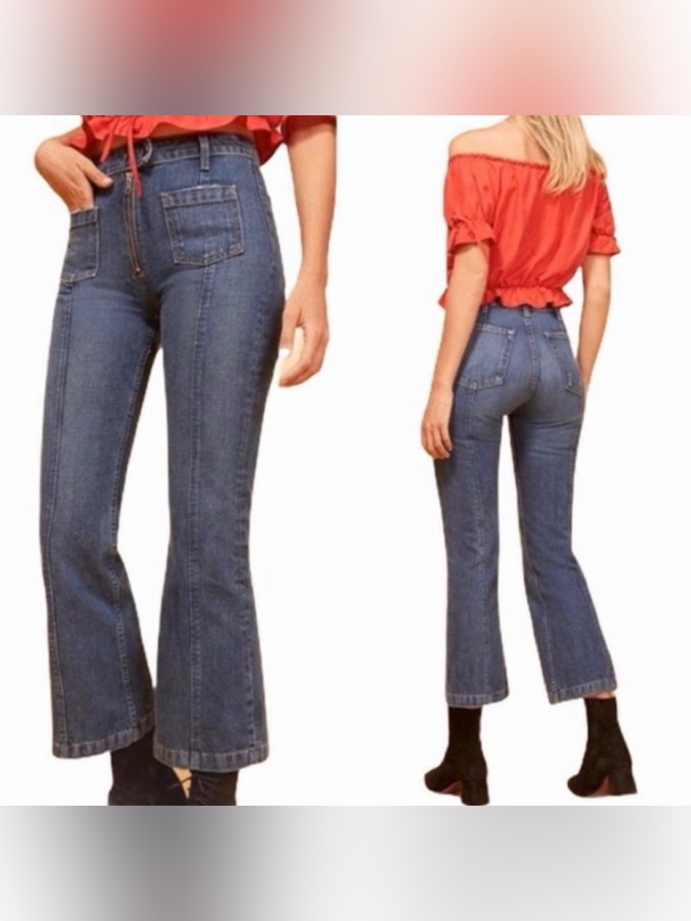Reformation Elle Glacier Blue High-Rise Flare Women's Jeans 31